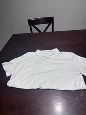 Calvin Klein Men's White Solid Short Sleeve Polo Shirt L Regular Collared Button