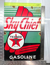 Texaco Sky Chief 18 Genuine Vintage Flt Gas Pump Service Station Porcelain Sign
