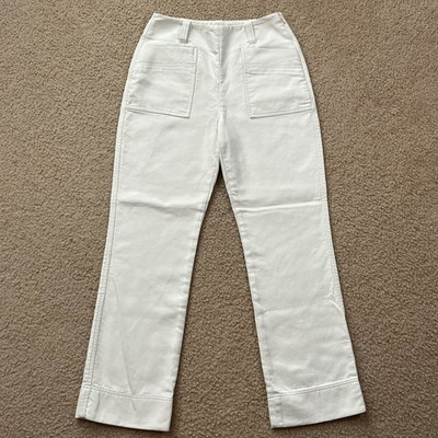 Tory Burch White Trousers Cotton Pants Side Zip Size 6