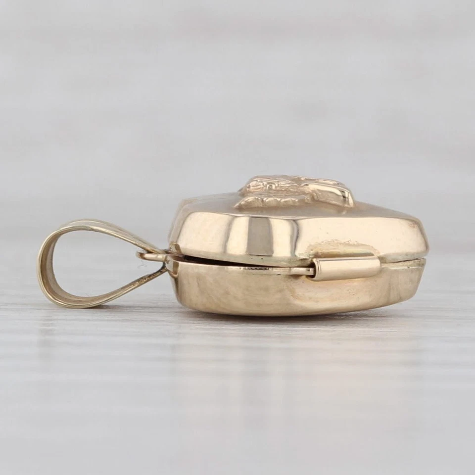 Guardian Angel Cherub Heart Picture Locket Pendant 10k Yellow Gold - Image 3 of 4