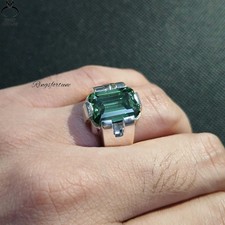 Vintage Emerald Cut Moissanite Ring 925 Silver Wedding Engagement Gift