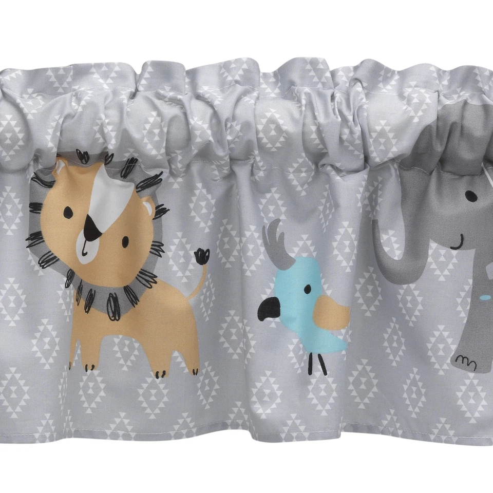 Bedtime Originals Jungle Fun Gray Safari Elephant and Lion Window Valance - Image 2 of 3