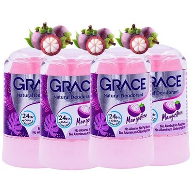 4x Grace Crystal Alum Natural Deodorant Mangosteen 70g 24Hr Odor Protection