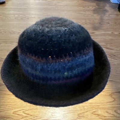 One of a kind!  Beautifully Handmade Felted Wool Cloche Hat Sz Large multicolor 