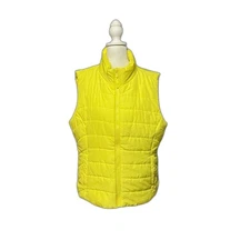 Aeropostale Women’s Bright Yellow Puffer Vest Zip Front XL (Fits Large)