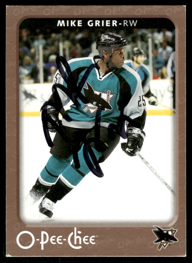 2006-07 O-Pee-Chee Mike Grier Auto San Jose Sharks #412