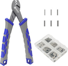 Crimping Pliers Tool: 6.5In Crimper for Single Barrel - 300Pcs Sleeves and Lanya