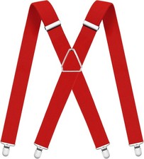 Men Heavy Duty Suspenders with Strong Clips Adjustable Braces X-Back for Work US