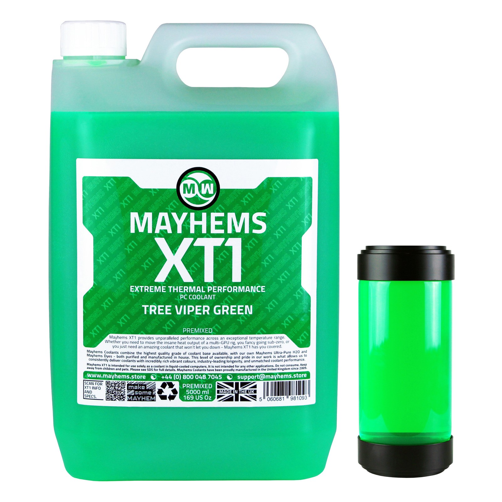 Mayhems - PC Coolant - XT1 Premix - Thermal Series, 5 Litre, Tree Viper Green