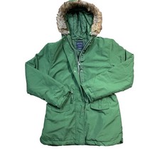 Nautica Parka Jacket Girls XL 16 Green Faux Fur Hood Winter Coat Outerwear