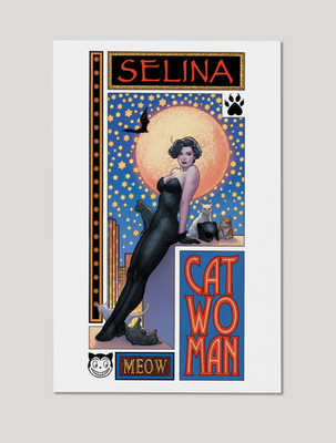 Catwoman Selina Starry Night Premium Giclee Print 11'' x 17'' - DC Comics Wall Art
