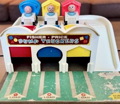 Vintage 1965 Little People Dump Truckers Original Straight-sided All-wood Drvers