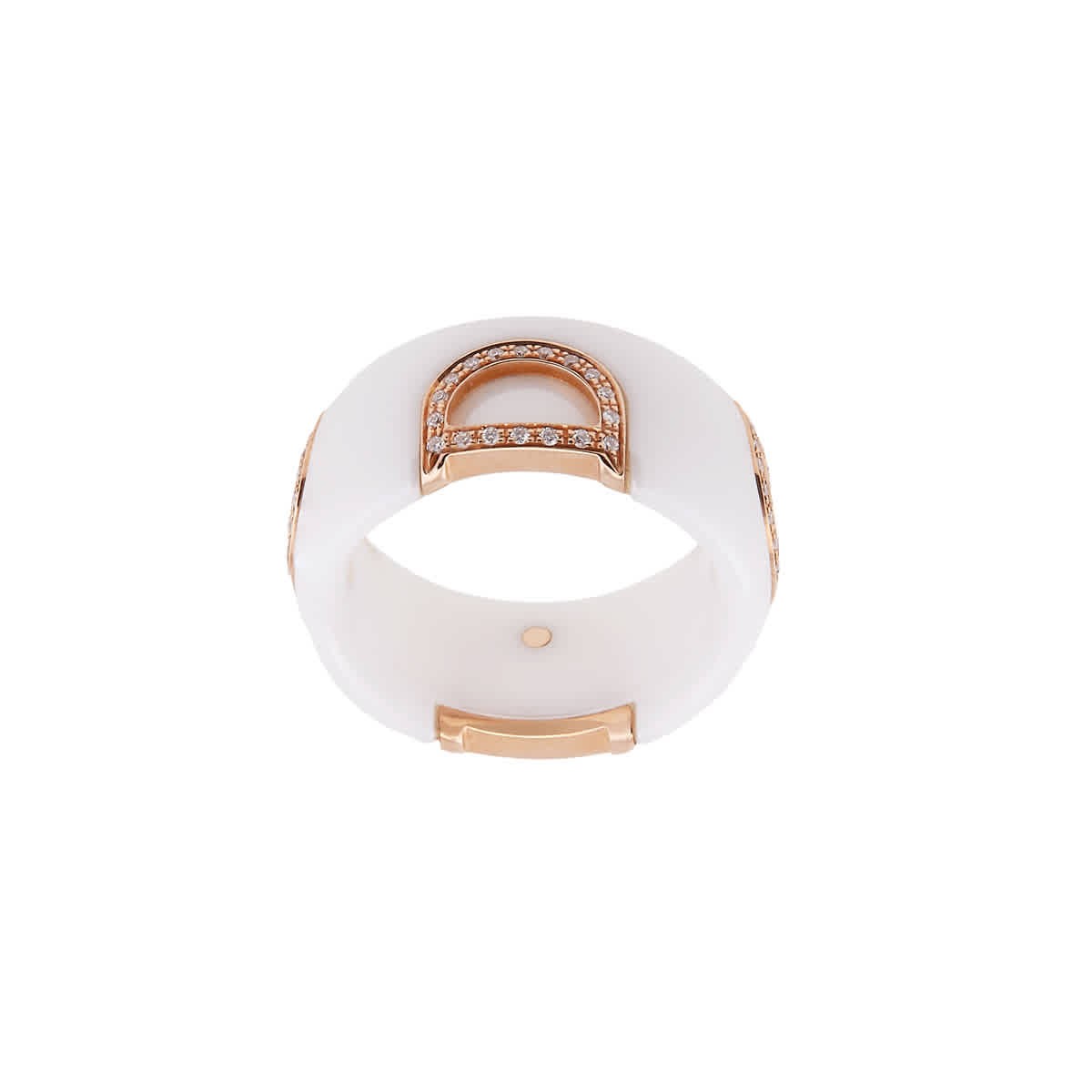 Damiani D.Icon Ladies White Ceramic, Pink Gold And Diamonds Ring