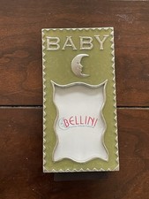 Bellini Baby Picture Frame Green & Silver Moon Theme Made in USA