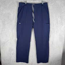 Figs Axim Cargo Scrub Pants Men s XXL Navy Straight Leg Stretch Waist Pockets