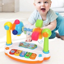 Baby Piano Toys Kids Rotating Music Piano Keyboard With Light Sound, Musical Toy