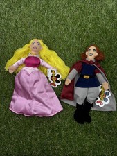 Disney Store Sleeping Beauty Princess Aurora  Prince Philip Bean Bag Plush NWT