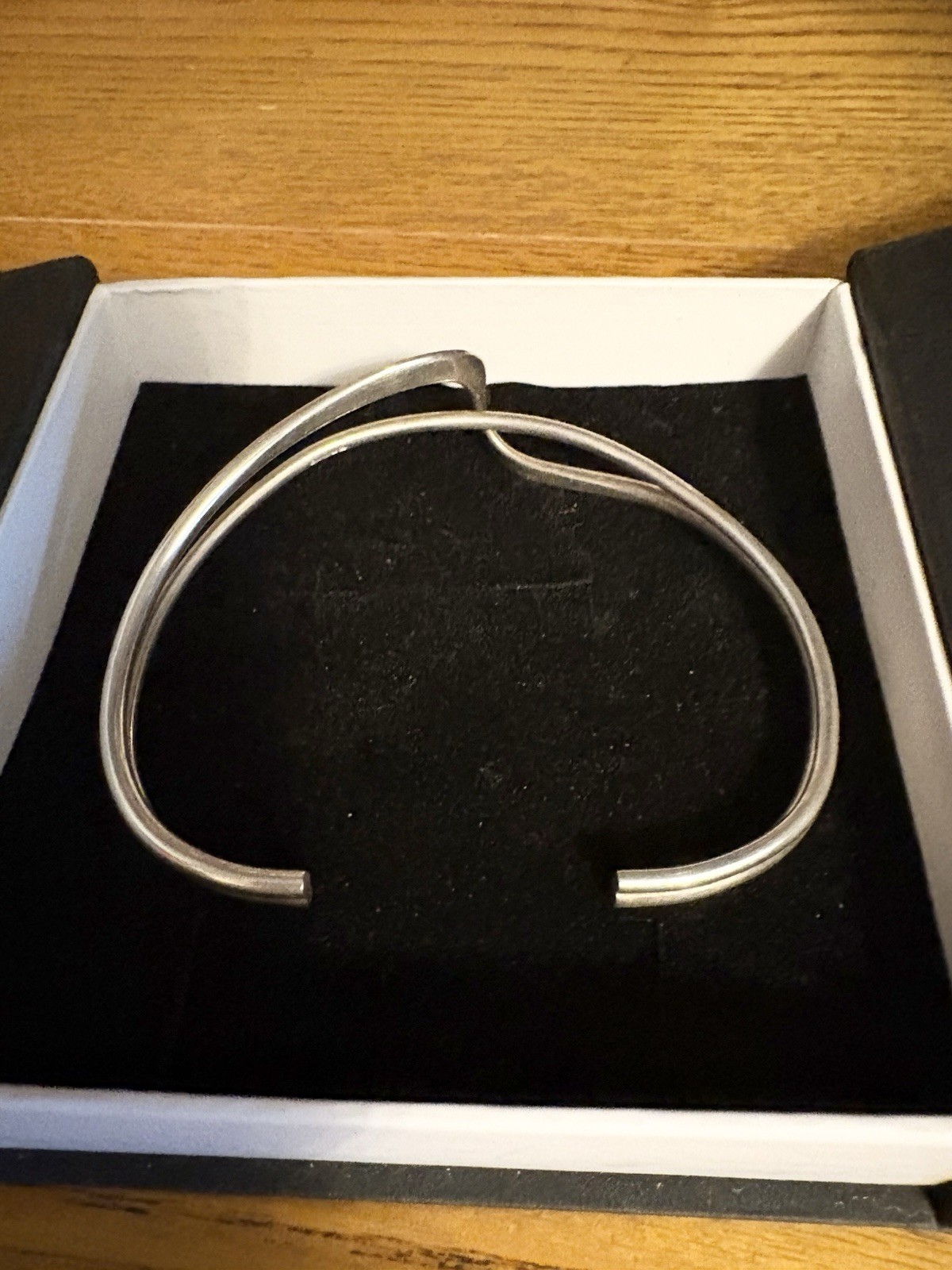 925 Solid Sterling Silver Modernist Wave Bangle B… - image 6