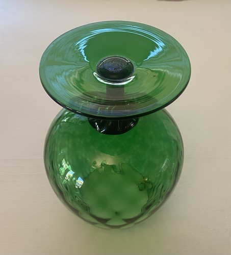Vintage Empoli grün Brandy Schnapsglas/Vase Kunstglas Diamantoptik Verdi Muster Italien - Bild 5 von 12