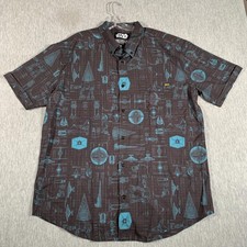 Star Wars RSVLTS Shirt Mens 2XL Black Blue Camp Button Front Short Sleeve Print