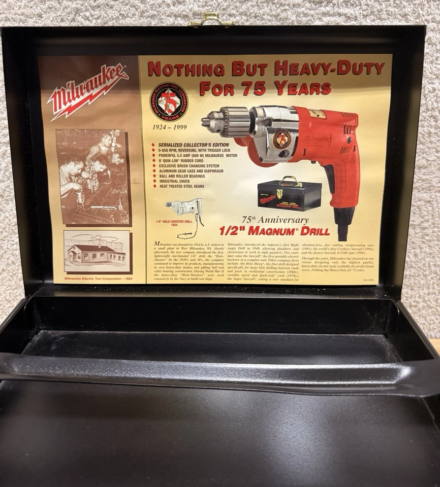 Taladro de accionamiento Milwaukee Heavy Duty Magnum 1/2. 75 Aniversario  Foto 4 de 4