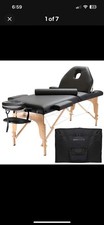 OPEN BOX - Portable Black Massage Table w Tilt Backrest and Bolster