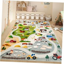 Kids Rug Farm Carpet 4x6Ft Farmhouse Animal Mat for Boys Girls Nursery Room
