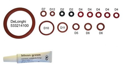 DELONGHI 16 O-RINGE DICHTUNG DICHTSATZ SET TEILE SCHMIERSTOFF FETT 6G ECAM...