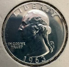 1963 Proof Washington Quarter 90% Silver has tarnished spots