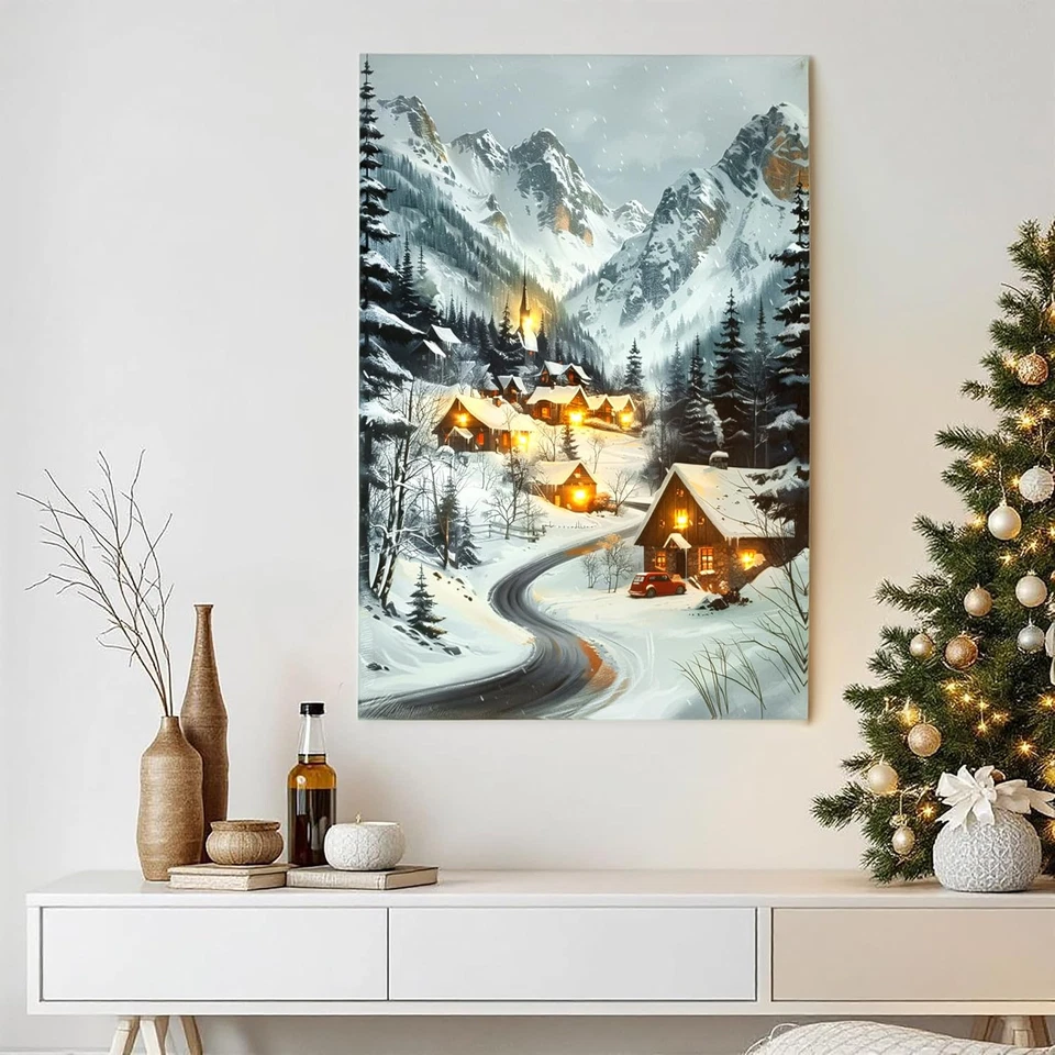 Quadro Da Parete Natalizio Con Illuminazione a LED, Alimentato a Batteria, 58 X  - Immagine 4 di 4