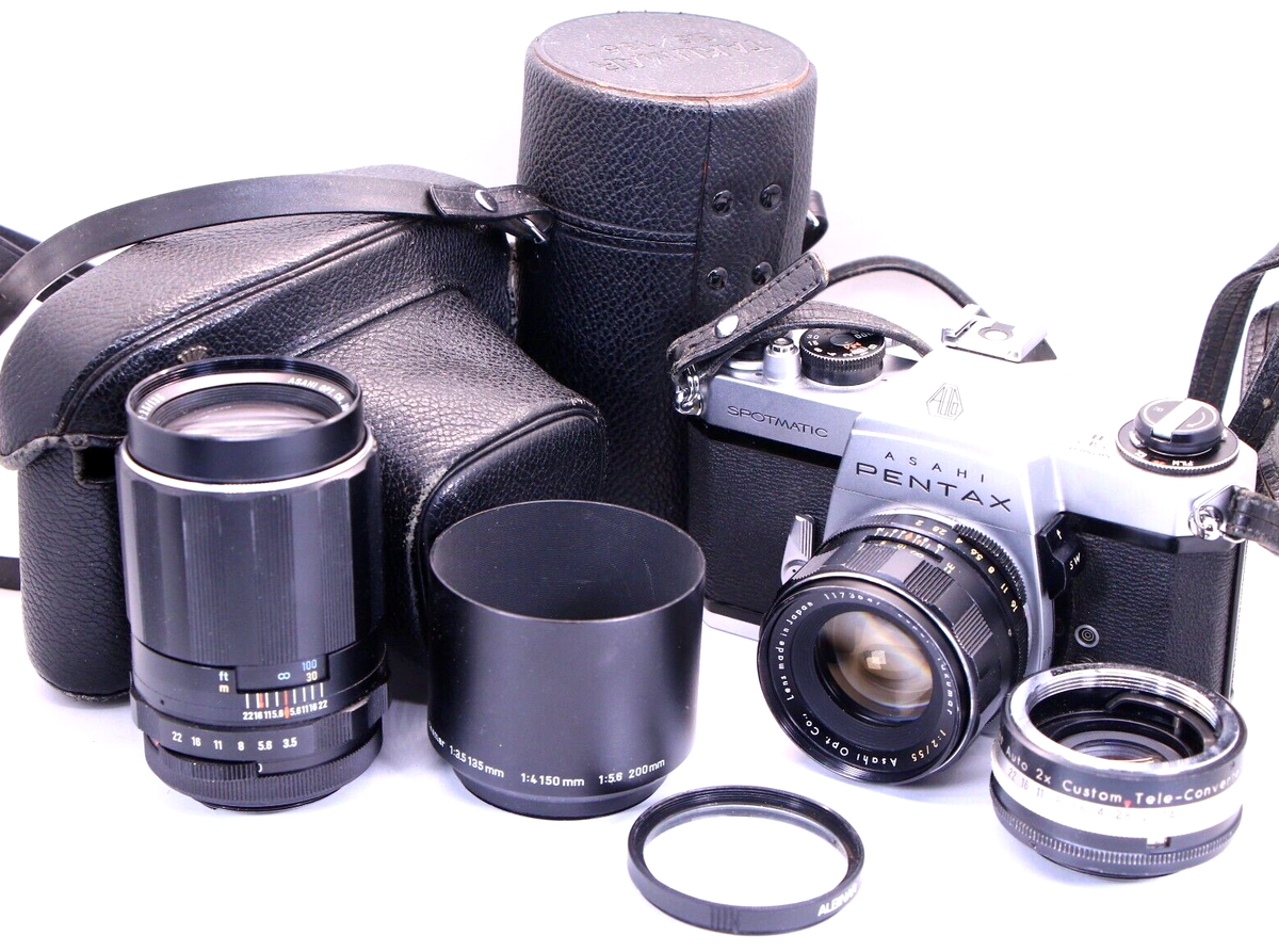 Asahi Pentax Spotmatic SP II M42 Super Takumar 55/2 135/3.5 lens