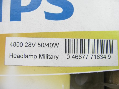 (2) Philips Standard Sealed Beam Headlight Lamp 4800C1 28V 50/40W - Picture 3 of 3