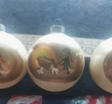 vintage Christmas Nativity ornaments manger Jesus set of 3