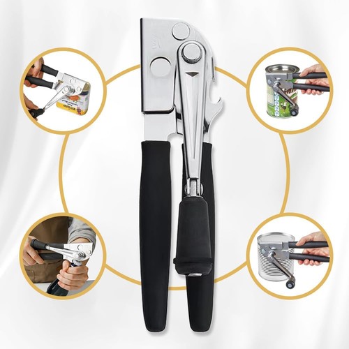 Heavy Duty Stainless Steel Tin Can Opener Cutter Easy Comfy Handle Grip Kitchen - Picture 7 of 14