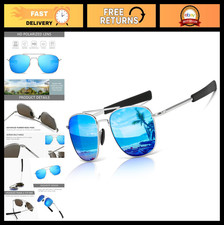 Men's Military Style Polarized Aviator Sunglasses with Bayonet Temples - UV Prot