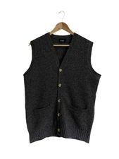 Drake’s 100% Wool Grey Sweater Vest Button Up SIZE LARGE / 40 Cardigan Jumper 