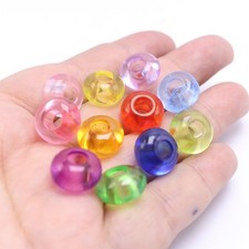 50 Mixed Transparent Color Acrylic Rondelle Spacer Beads 14mm With Big Hole 5mm
