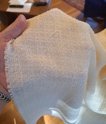 Ivory Boucle Woven Fabric 1 Large Piece 106'' x 60'' wt 2.5 lbs Unbranded VTG New
