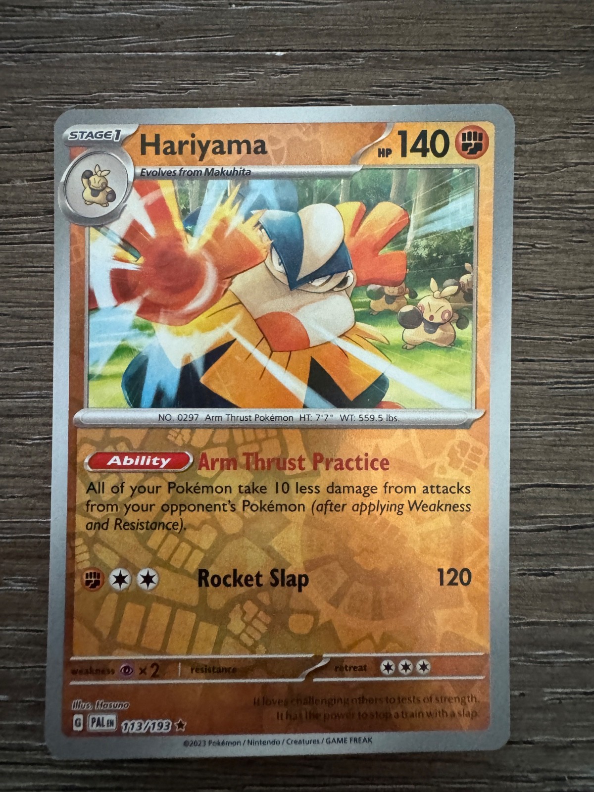 Hariyama 113/193  Reverse Holo Paldea Evolved Pokemon 2023
