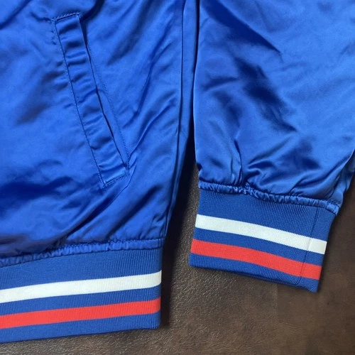 Stranger Things Men’s L Blue Satin Snap Front Retro Bomber Jacket Great Condit. image 2