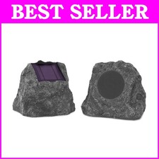 Wireless Solar-Powered Rock Speakers - Bluetooth Garden Audio Pair in Charcoal