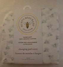 Burt's Bees Baby: Organic Cotton Changing Pad Cover - Gray Bee Pattern - New