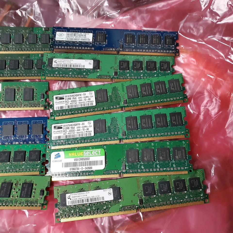 Lot 12x 512mb DDR2 Desktop RAM Memory HYNIX SAMSUNG CORSAIR ETC NON-ECC  - Image 3 of 4