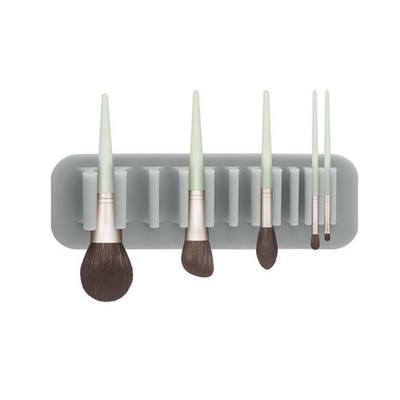 WallMounted Makeup Brush Storage Rack Multicolor Silicone 20.7x7 CM Grey