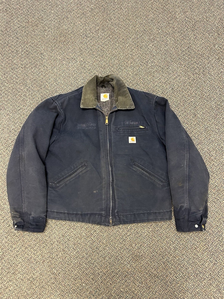ジャケット・アウター Carhartt detroit jacket J01 DNY 46 Carhartt J01 Blk Black Detroit Blanket Lined Vintage Jacket 46