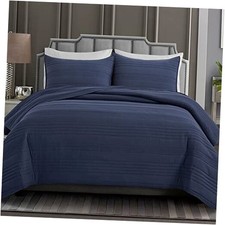 Navy Quilt Size - Summer Soft Lightweight Microfiber King Navy - Stripe