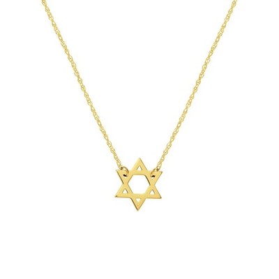 Davidstern verstellbare Kette Halskette echt 14K Gelbgold bis 18''