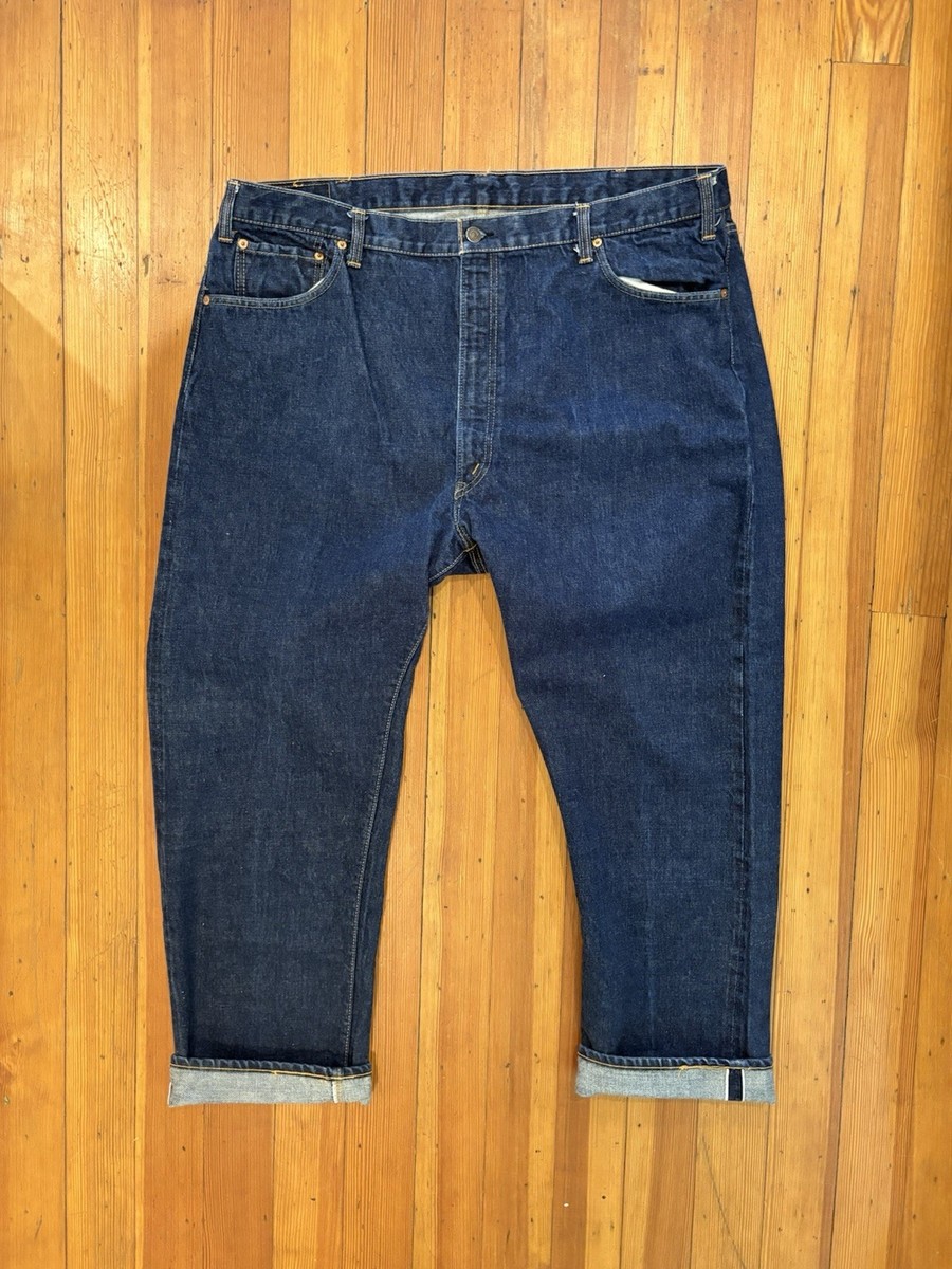 Vtg 60s Levi's Big E 505 0217 Selvedge Denim Redline Jeans 46x30