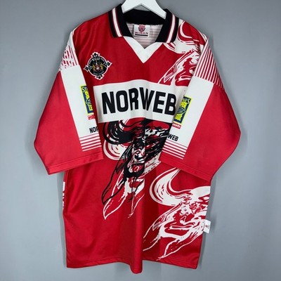 WIGAN WARRIORS RLFC RUGBY LEAGUE SHIRT HOME 1997 SUPER LEAGUE SIZE XL