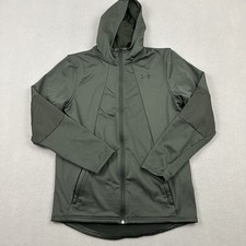 Under Armour Hoodie Men Medium Green Solid Coldgear Full Zip Jacket Logo M